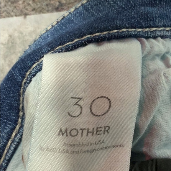 MOTHER Denim Flare Jeans Size 30 Blue Mid Rise Stretch Bootcut Distressed Hem - Picture 3 of 5